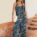 ANRABESS Women Jumpsuits 2026 Casual Sleeveless Spaghetti Strap Boho Wide Leg Rompers Summer Outfits Beach Vacation Clothes (Blue, S)