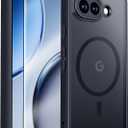 Designed for Google Pixel 9A Case with Magnetic,Translucent Anti-Slip Back Shockproof Protective Phone Cases Slim Cover for Google Pixel 9A Case,6.3"-Black