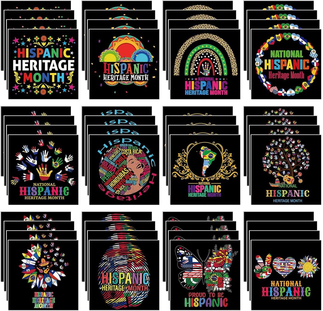 48 Pcs Hispanic Heritage Month Notepads Bulk National Latin American Memo Pads National Heritage Month Mini Notepad Small Paper Pocket Notebook for Gift Party Favor Spanish Office Supply