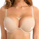 Women's Push Up Padded Bra Seamless T-Shirt Underwire Plunge Bra Add One Cup (34E)