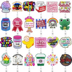 24 PCS Nurse Badge Reels Bulk Funny Badge Holders Retractable Clip Cute Nursing Pharmacy Medical Asssitants RN LPN CNA Badge Buddy Accessories for Work