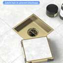 6 Inch Gold Shower Drain, Modern 2-in-1 Tiled Shower Drain - 304 Stainless Steel Square Shower Floor Drain for Bathroom, Brushed Gold Drain Shower with Tile Insert Grate Removable, Hair Strainer