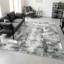Merelax Washable Area Rugs 9'x12' Grey Abstract Rug for Living Room Bedroom Entryway Nursery, Dining Room and Farmhouse Rug, Non-Slip Modern Indoor Low Pile Soft Floor Carpet, Gray Print Pattern