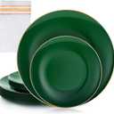40 PCS Green Plastic Plates, Green Disposable Plates With Gold Rim, Heavy Duty Plastic Plates include 20 Dinner Plate, 20 Dessert Plate, 20 Napkins for Party Wedding St patricks day