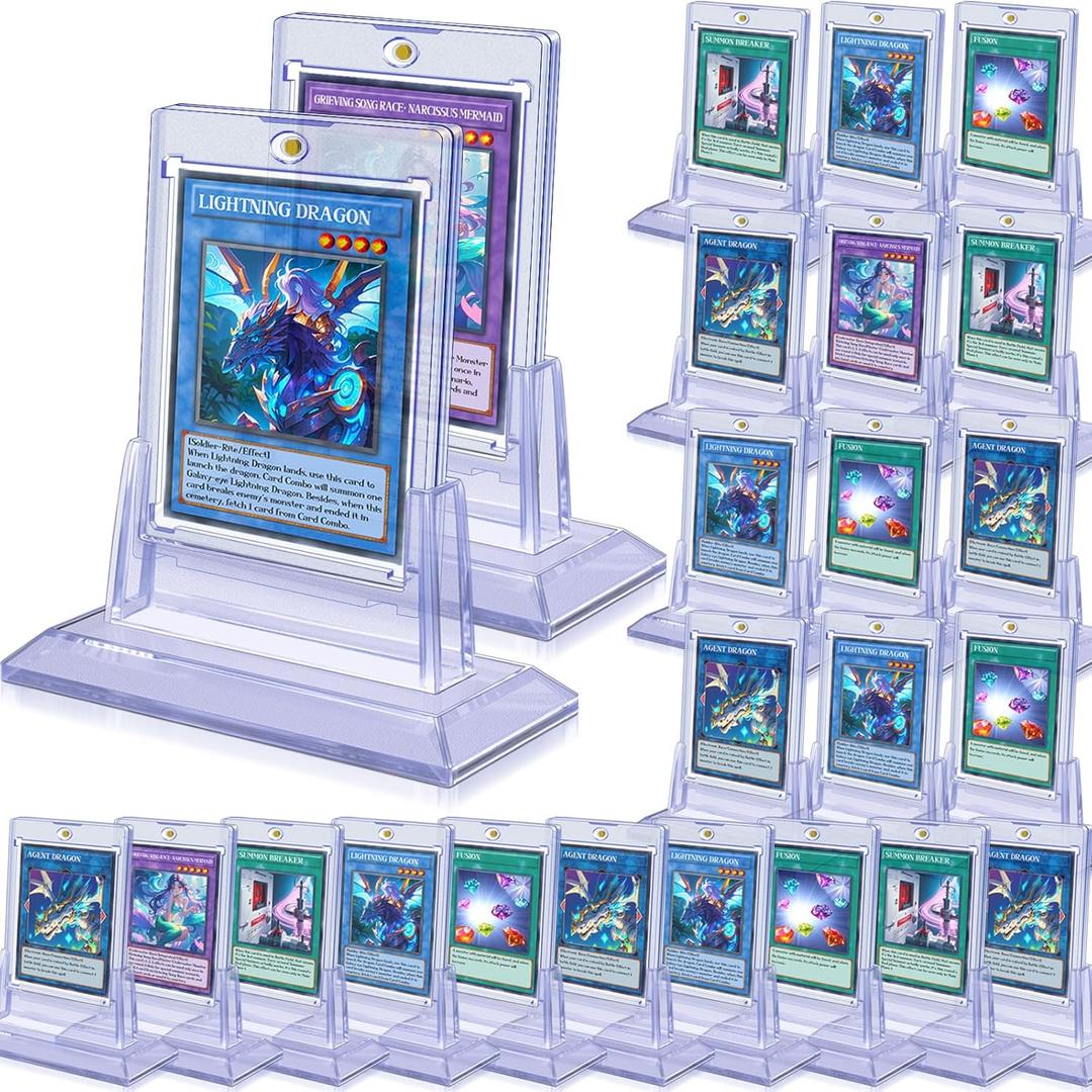 24ct Magnetic Card Holders for Trading Cards35pt Acrylic Baseball Card Holders with 24 Card Stands Card Protector Hard Plastic Fit for MTG and Sport Cards (24)