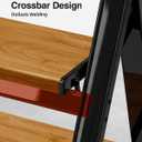 3 Step Ladder,Folding Step Stool with Aluminum Wide Pedal& Convenient Handgrip,330lbs Capacity Steel Ladder for Household and Office(Black &Woodgrain)