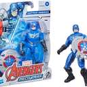 Avengers Marvel Mech Strike 6-inch Scale Action Figure Toy Captain America with Compatible Mech Battle Accessory, for Kids Ages 4 and Up, Black