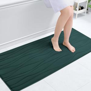 Buganda Memory Foam Bathroom Rug Mat 59x20, Extra Soft and Absorbent Bath Mats, Non-Slip and Machine Washable Bath Rugs for Bathroom Floor,Tub and Shower, Dark Green