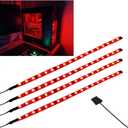 DS RED Computer Light LED Strip with Magnetic Design for PC Case Lighting Kit,Mid Tower and Full Tower use (4Pack, S Series)