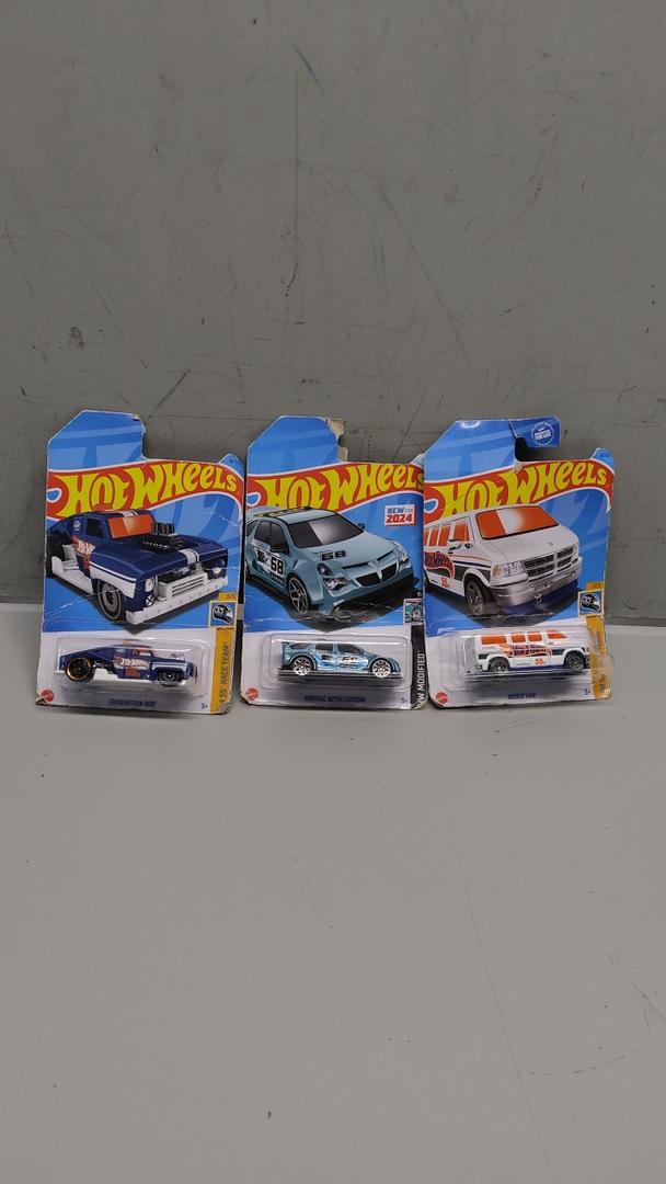 Pack Of 3 Hot Wheels Cars (Doge Van, Erikenstein Rod, Pontiac Aztek Custom)