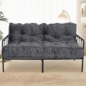 8 Futon Mattress Full Size, Extra Thick Foldable Futon Sofa Bed Couch, Shredded Foam Filling Floor Mattress for Adults with No Assembly Needed, Frame Not Included - Dark Grey