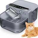 Chumajor 3.5L Wireless Cat Water Fountain with No Filters, 180-Day Battery & Precision Flow Control,Smart Pet Water Dispenser with Wastewater Separation & Custom Scheduling for Cats & Dogs, Grey