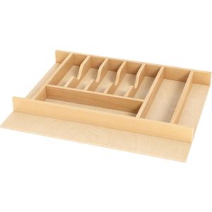 Clikuutory Natural Birch Wood Utensil Drawer Insert Organizer with 10 Compartments, Space-Saving Sturdy Drop-In Cutlery Divider Tray, Kitchen Cabinet Storage for Silverware, Spoons, Forks and Knives