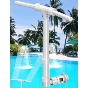 Pool Fountain for Above and In-Ground Pools, Pool Waterfall with Dual Sprayer Multiple Spray Method, Adjustable Swimming Sprinkler Cooler with Extension Tube for Pool (Gray)