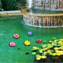 2 x 5pcs Summer Decor Lily Pads for Ponds, Artificial Lotus Fake Floating Lotus Flower Water Lily Pad Ornaments for Garden Pond Aquarium Pool Decoration 10cm