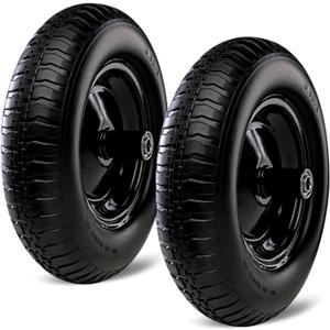 Taifa 14 Inch 2 PCS Solid Flat Free Replacement Tires and Wheels 3.50-8 with 5/8'' Bearing, Air Less Wheel for Wheelbarrow/Wagon/Hand Truck/Trolley/Garden Scooter etc.