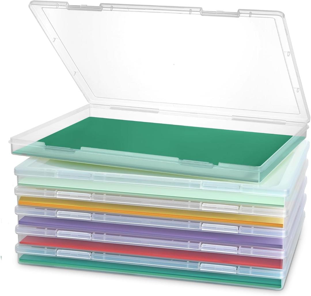 Photo Storage Box, 6 Pack Board Game Storage Containers with Snap-Tight Latch, Plastic Photo Organizers and Storage for Scrapbooks, Card, Papers, Craft (8x10)