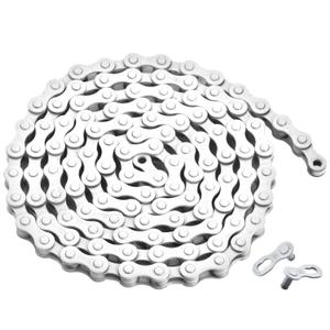 ZONKIE Single-Speed Bicycle Chain 1/2 x 1/8 Inch 116 Links (White, 1/2" 1/8" 116 Links)
