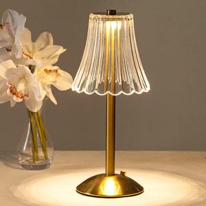 HEQET Cordless Table Lamps for Home,Table,Dining Room, Gold Rechargeable Lamps, USB Charge 12'' Tall LED Brass Portable Outdoor Indoor Table Lamp with Built-in Dimmer
