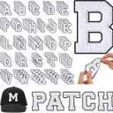 WILLBOND 104 Pieces Iron On Letters Chenille Letter Patches 3.1inches A-Z Alphabet Patches for Clothing Preppy Sew Embroidered Repair Fabric Jacket Jeans Bag(White with Black Edges)