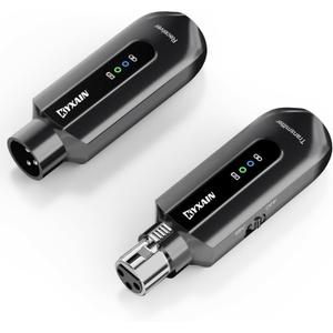 Wireless Microphone Transmitter Receiver 2.4GHz, Wireless Microphone Adapter Rechargeable XLR Transmitter Receiver for Mixer PA Speaker DSLR Camera, 48V Phantom Power for Condenser Mic