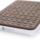 Etekcity Camping Air Mattress, Inflatable Mattress Air Bed Queen Twin with Rechargeable Pump, Leak-Proof Blow Up Mattress Raised Airbed , Height 9", Storage Bag , Brown