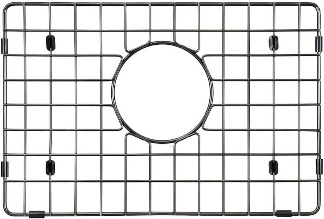 Starstar Sinks Protector Matte Black 304 Stainless Steel Kitchen Sink Bottom Grid, Rack (15.5 Length x 10.25 Width)