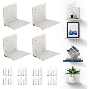Eapele Floating Book Shelves for Wall, Steel Constructed Hidden Bookshelf with Mounting Hardware (Grey, 4pcs) (Irregular square 4pcs)