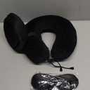 Aeris Memory Foam Travel Pillow for Airplanes - Best Airplane Neck Pillow for Long Flights - Plane Accessories Carry Bag to Save Space, Ear Plugs and Eye Mask - Perfect Flight Set & Gift (Black)