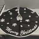 HOHOTIME Burlap Christmas Tree Skirt, 30 Inch Black Tree Skirt with White Snowflakes and Merry Christmas Words, for Xmas Holiday Home Decoration