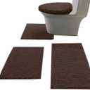 Madeals 4-Piece Bath Rug Set, Brown, 20" x 32", Modern, Non-Slip, Absorbent, Machine Washable, Bath Mat