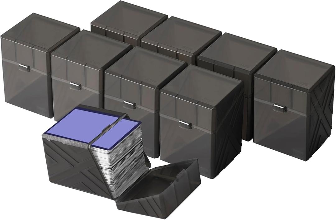 Brappo 9 Pack Card Deck Boxes for 200+ Standard Size Card Storage Box, Clear Commander Card Deck CaseCompatible MTG, Trading Cards, Sport Cards.(No Cards) (Black, 9 pack)