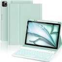 OYEEICE for iPad Pro 4th / 3th / 2th/ 1th Generation Case with Keyboard 11'', Detachable 7 Color Backlit Keyboard with Pen Holder for iPad Air 6th/ 5th/ 4th 10.9" Gen- Green