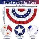 6 Pack 1.5 X 3 FT American Bunting Flag 4th of July Decorations, USA Pleated Fan Flag Fourth of July Patriotic Half Fan Banner 100% Polyester Fourth of July Independence Day Outdoor Decor Memorial Day
