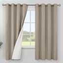 YoungsTex Taupe Linen Farmhouse Blackout Curtains for Bedroom 63 Inches Long, Burlap Tan Drapes Room Darkening with Grommet Thermal Insulated for Living Room Window, 2 Panels, 52 X 63 Inch