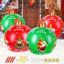 4 PCS PVC 24 Inch Giant Inflatable Christmas Balls Inflatable Christmas Decorations Outdoor Inflatables Ornaments Xmas Blow Up Decorated Ball for Holiday Indoor Outside Yard Lawn Porch Decor