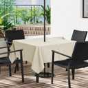 LUSHVIDA Outdoor Tablecloth with Umbrella Hole - Patio Table Cloth Zippered Square 60x60 Inch, Beige Linen-Look Polyester Table Cover Water Resistant for Picnic Outside