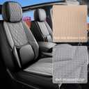 Custom Fit Chevy Silverado GMC Sierra 1500 2007-2025 2500/3500 HD Crew Cab Full Set Car Seat Covers - 5 Pack, Premium Faux Leather Truck Seat Protector with Airbag Compatible Design, BlackGrey