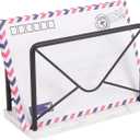 Modern Mail Holder for Home Office, Metal Letter Organizer Sorter for Desk, Cutout Mail Envelope Design, Bill Filling Paper Document Rack, Envelope Storage Rack with Marble Base (Black)