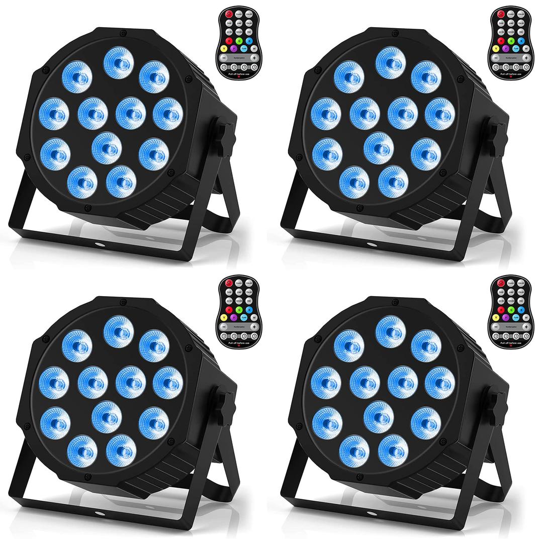 Rechargeable Par Lights, RGBW LED Uplights Battery Powered Stage Light, HOLDLAMP Par Can DJ Lights Sound Activated with Remote & DMX Control for Festival Party Event Wedding Bar.