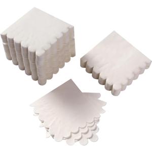100 Pack Cocktail Napkin 2-Ply Scalloped Edged Dessert Napkins Folded 5 x 5 Inches Disposable Napkins for Dinner Wedding Birthday Party Bridal Anniversary Reception Event (White)