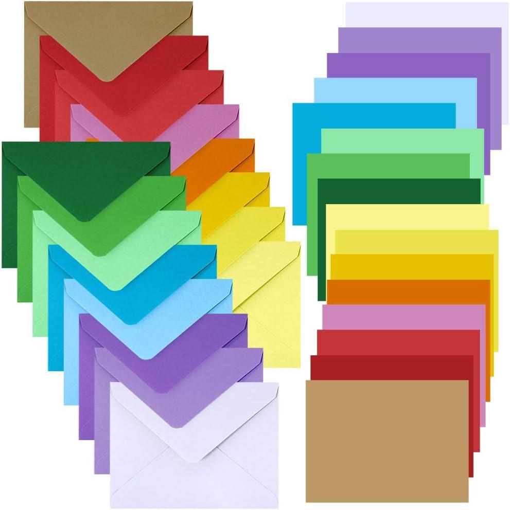Supla 160 Sets 16 Colors Contour Flap Envelopes & Blank Single Panel Cards for Wedding, Kids, Graduation Gift & More