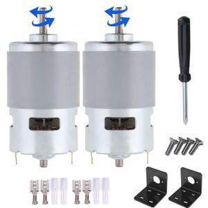 775 DC Motor DC 12V - 24V Max 12000 RPM Ball Bearing Large Torque High Power Low Noise Gear Motor Electronic Component Motor 2-Packwith Bracket
