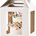 Tall Cake Boxes 6 Windows with handle,14x14x14 Tall Cake Carrier, Tiered Cake Box, Square cake box,largeTake Out Transport Containers Ideal for 12" & 14" Tiered Cakes (3Pack-White)