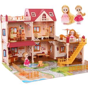 Doll House for Girls, DIY 5-Room Dollhouse Playset wirh Furniture and Accessories, Dream Gift for Kids