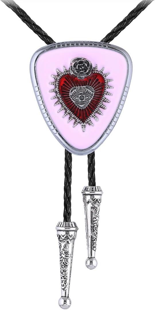 GelConnie Bolo Tie for Women Heart Cowboy Necktie Flower Gothic Mens Bolo Ties Bolero Necklace Red Western Ties for Men