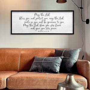 TQianJiang Numbers 6:24-26 Scripture Wall Art Decor 40"x15" May The Lord Bless You And Protect You Large Bible Verse Christian Hanging Decoration Sign (Black)