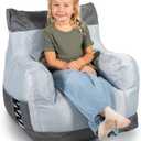 Big Joe Dorm Bean Bag Chair with Drink Holder and Pocket, Two Tone Gray Smartmax, Durable Polyester Nylon Blend, 3 feet