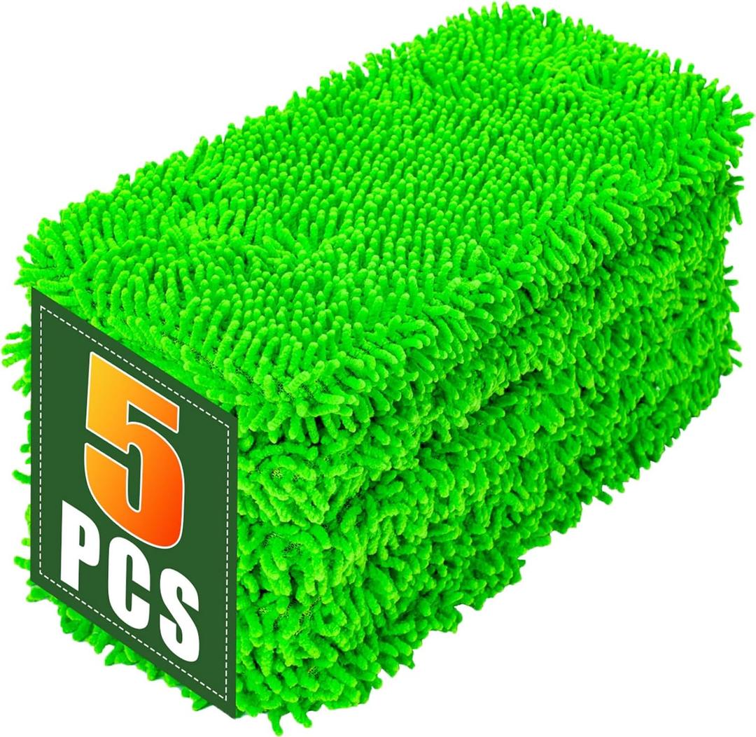 Mop Pads for Swiffer Sweeper Reusable Mop Dry Wet Mop Pad Refills Microfiber Replacement Sweeping Cloths Floor Cleaning Mopping Pad (5PCS) (Green)