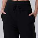 Liberty Pro Womens High-Waisted Ankle-Length Lounge Pants, 26 Inseam Wide Leg Drawstring Casual Bottoms with Pockets (Black, XL)